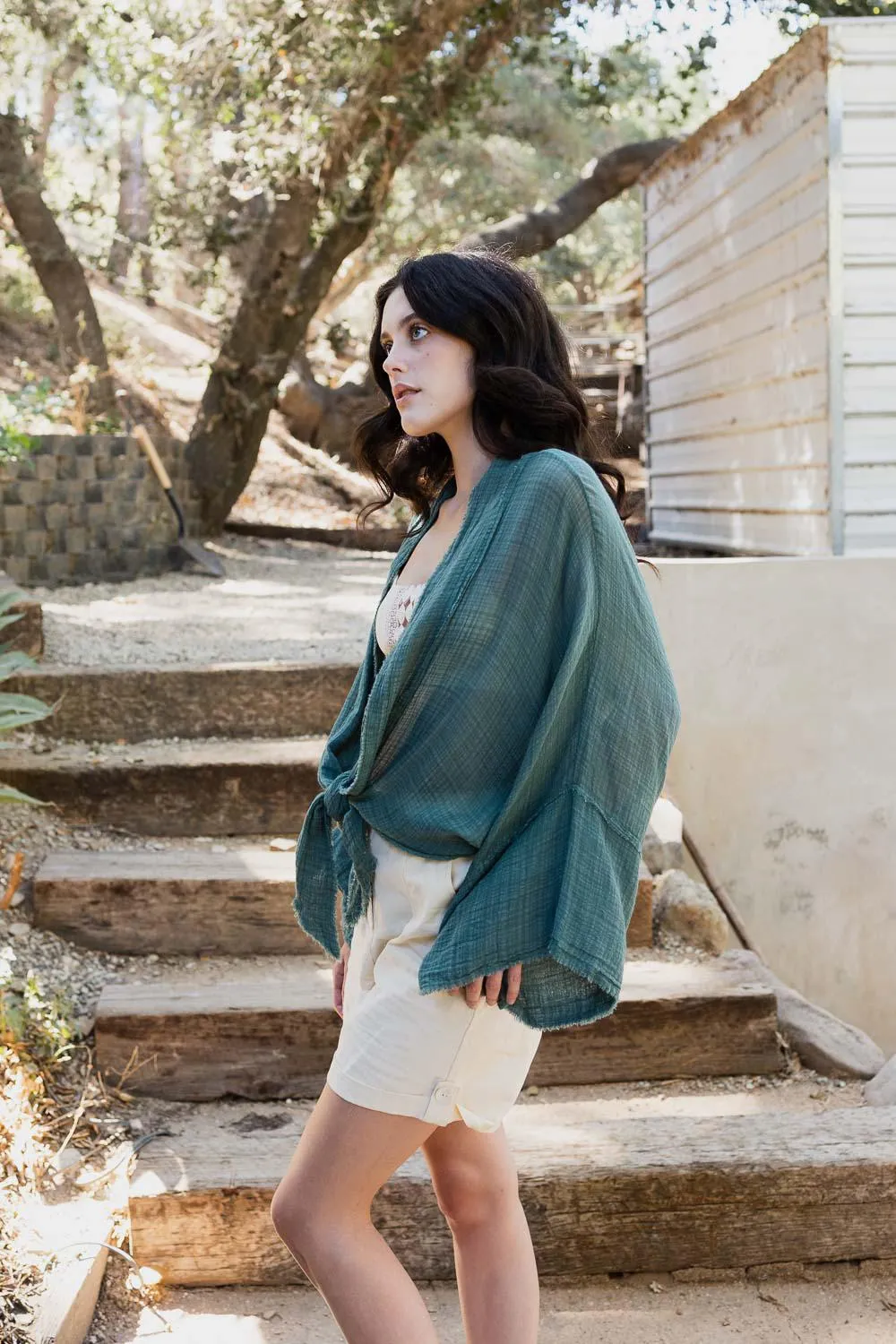 Flounce Sleeve Kimono Wrap - 4 colors
