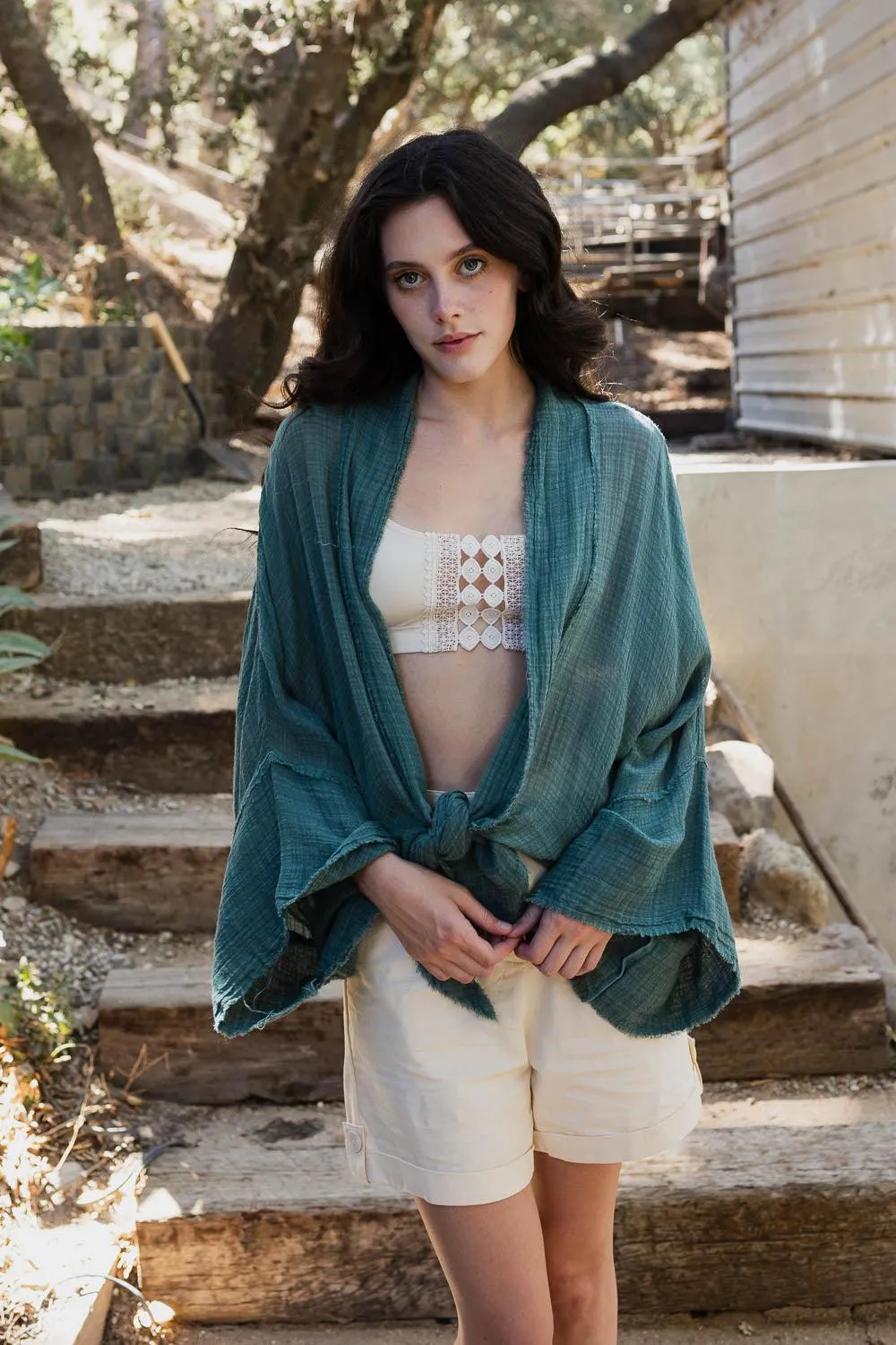 Flounce Sleeve Kimono Wrap - 4 colors