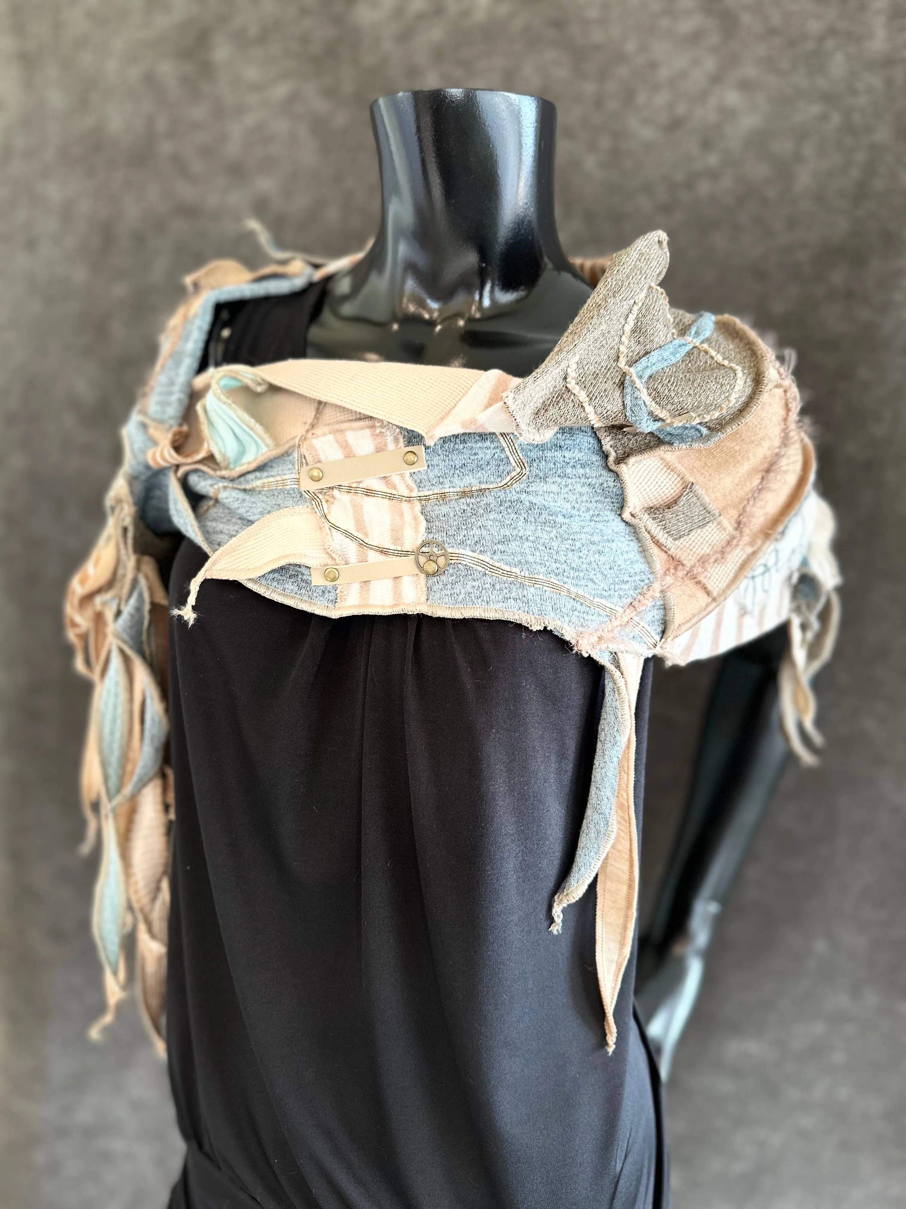 Freeform couture fabric scarf, boho style