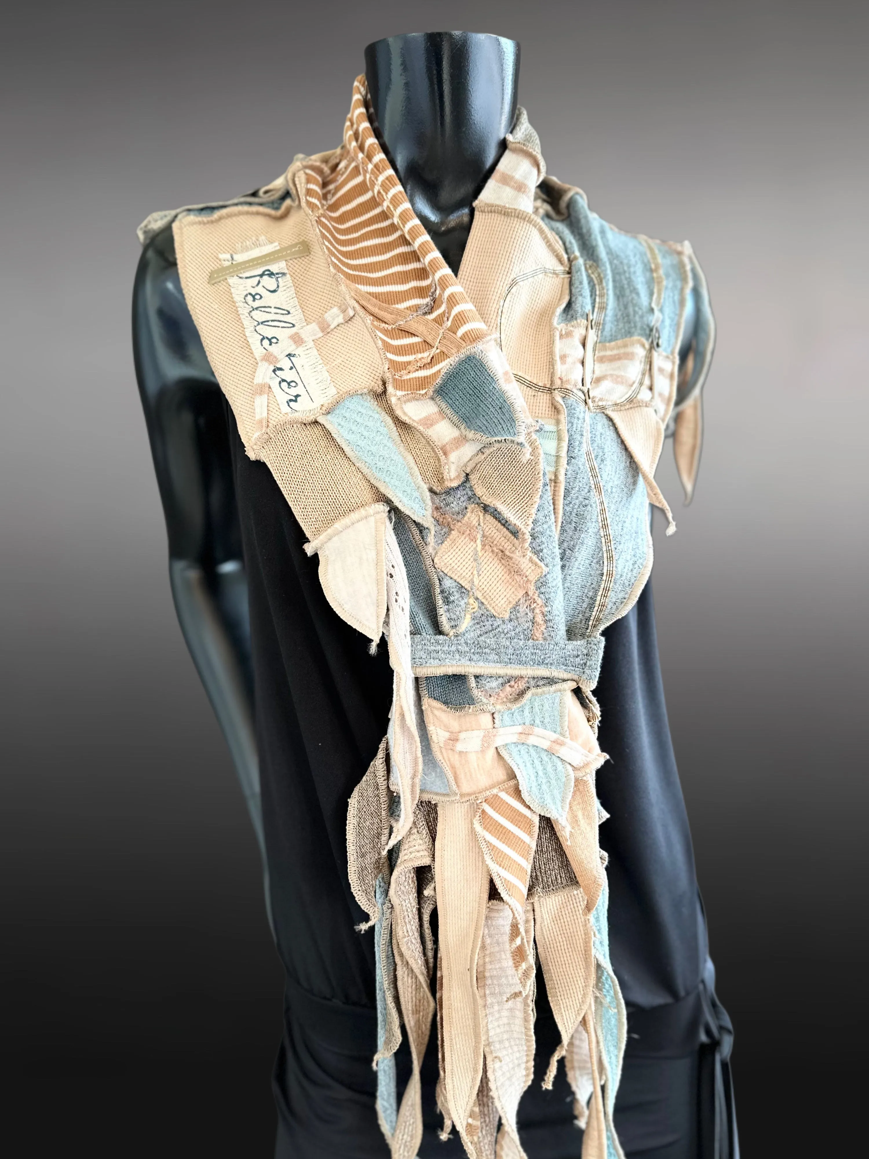 Freeform couture fabric scarf, boho style