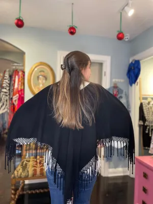 Fringed Poncho In Solid Colors