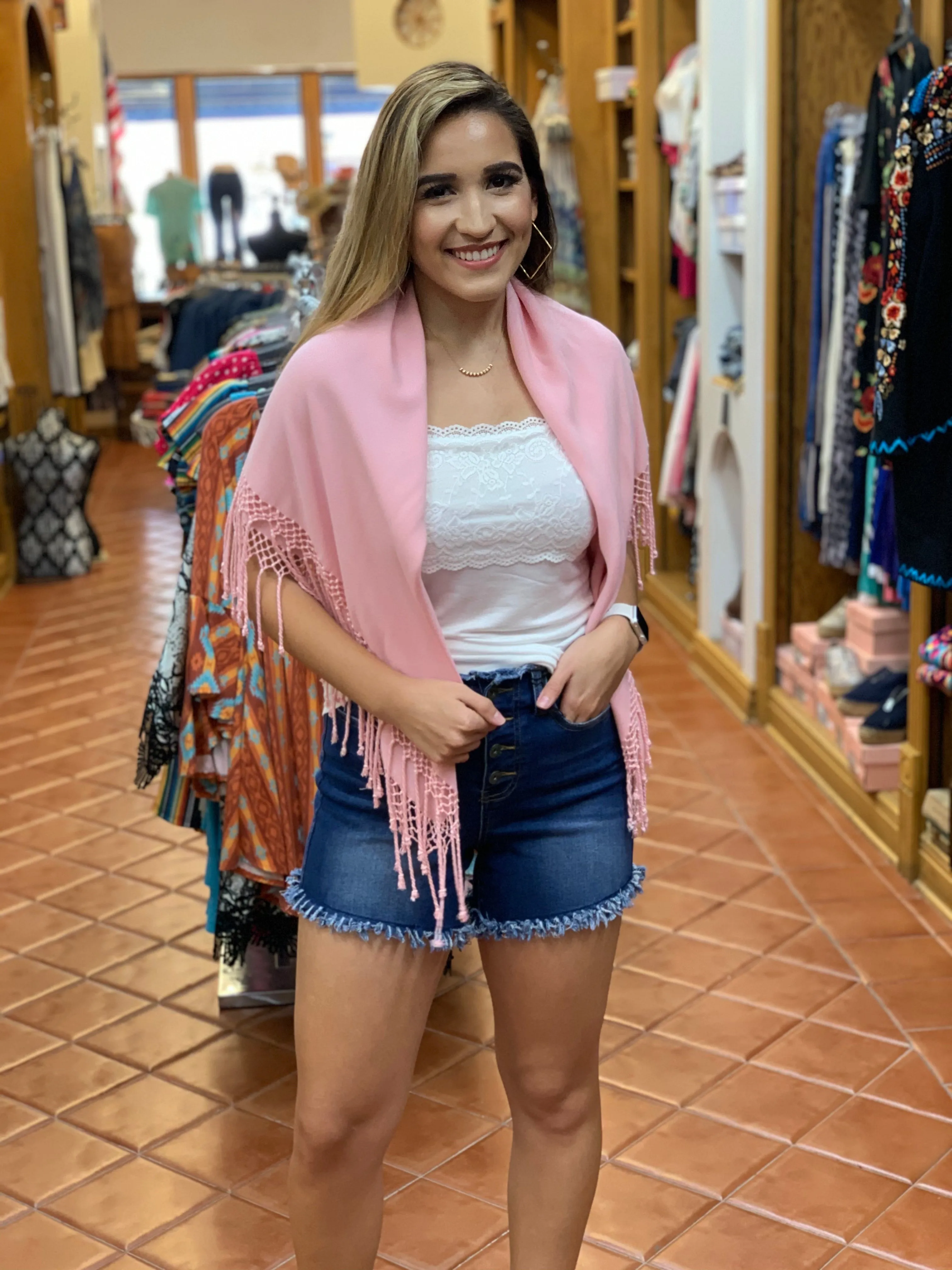 Fringed Poncho In Solid Colors