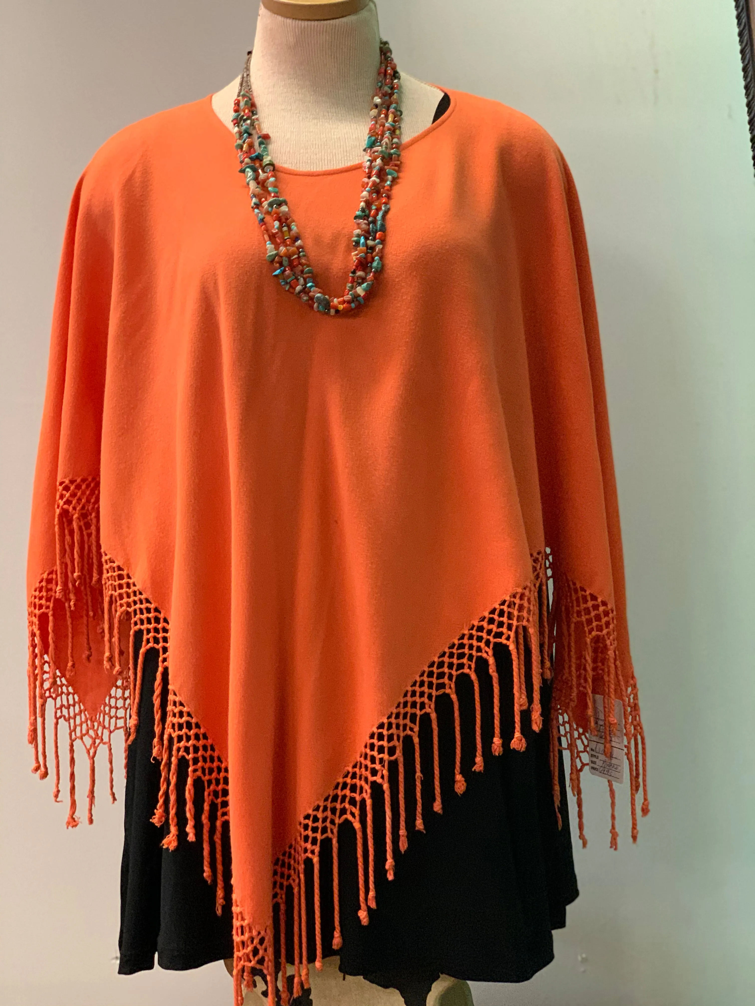 Fringed Poncho In Solid Colors