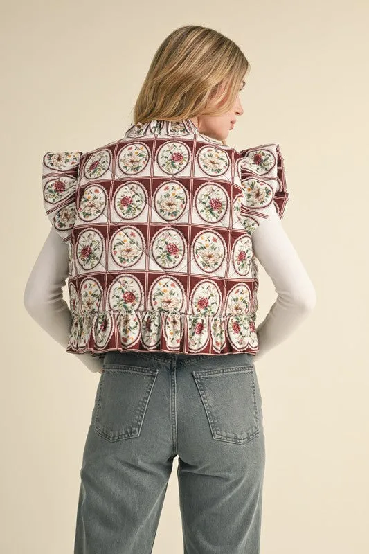 Gara Floral Quilted Vest