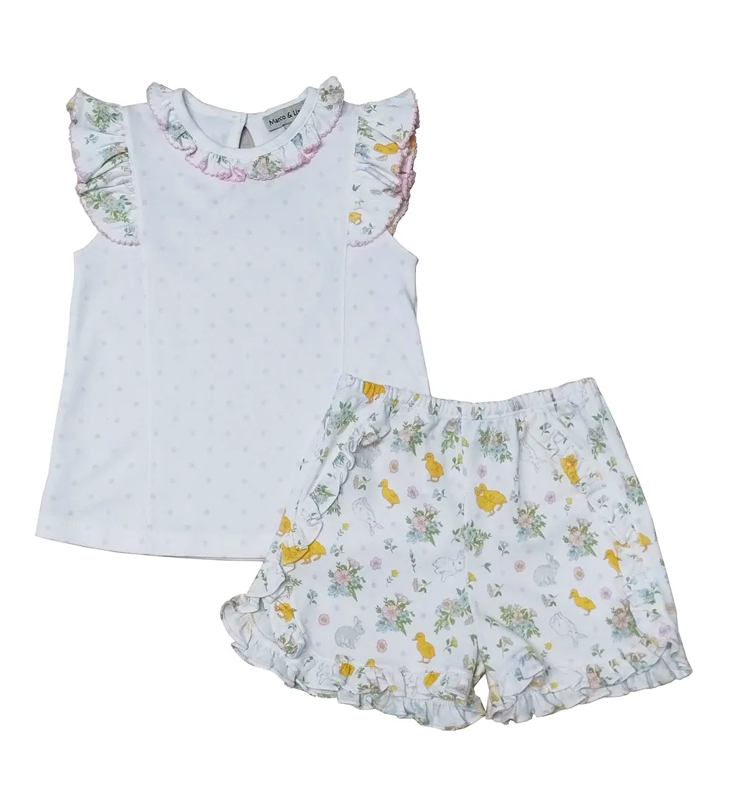 Girls "Easter Floral" Pima Cotton Shirt and Short Set