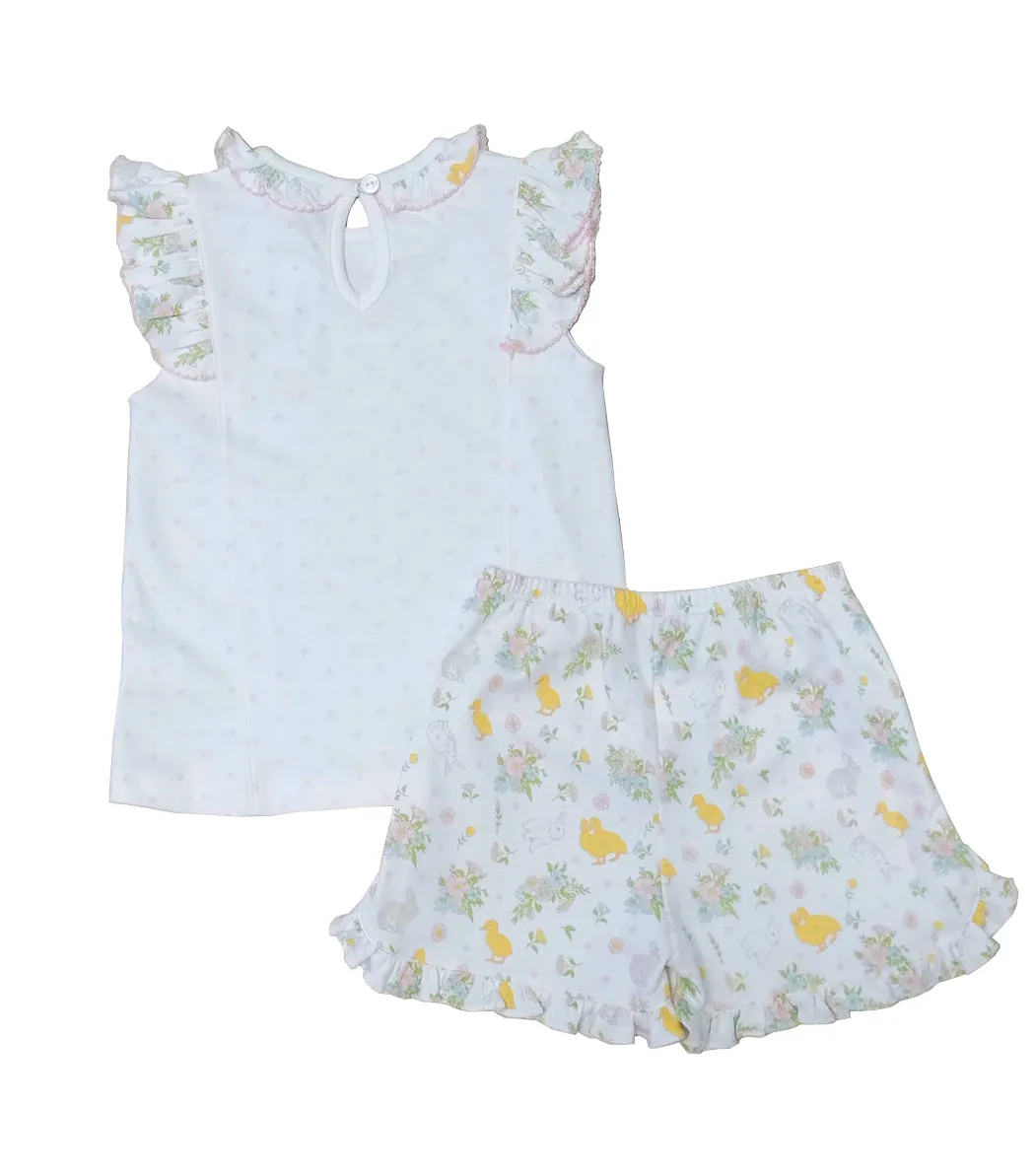 Girls "Easter Floral" Pima Cotton Shirt and Short Set