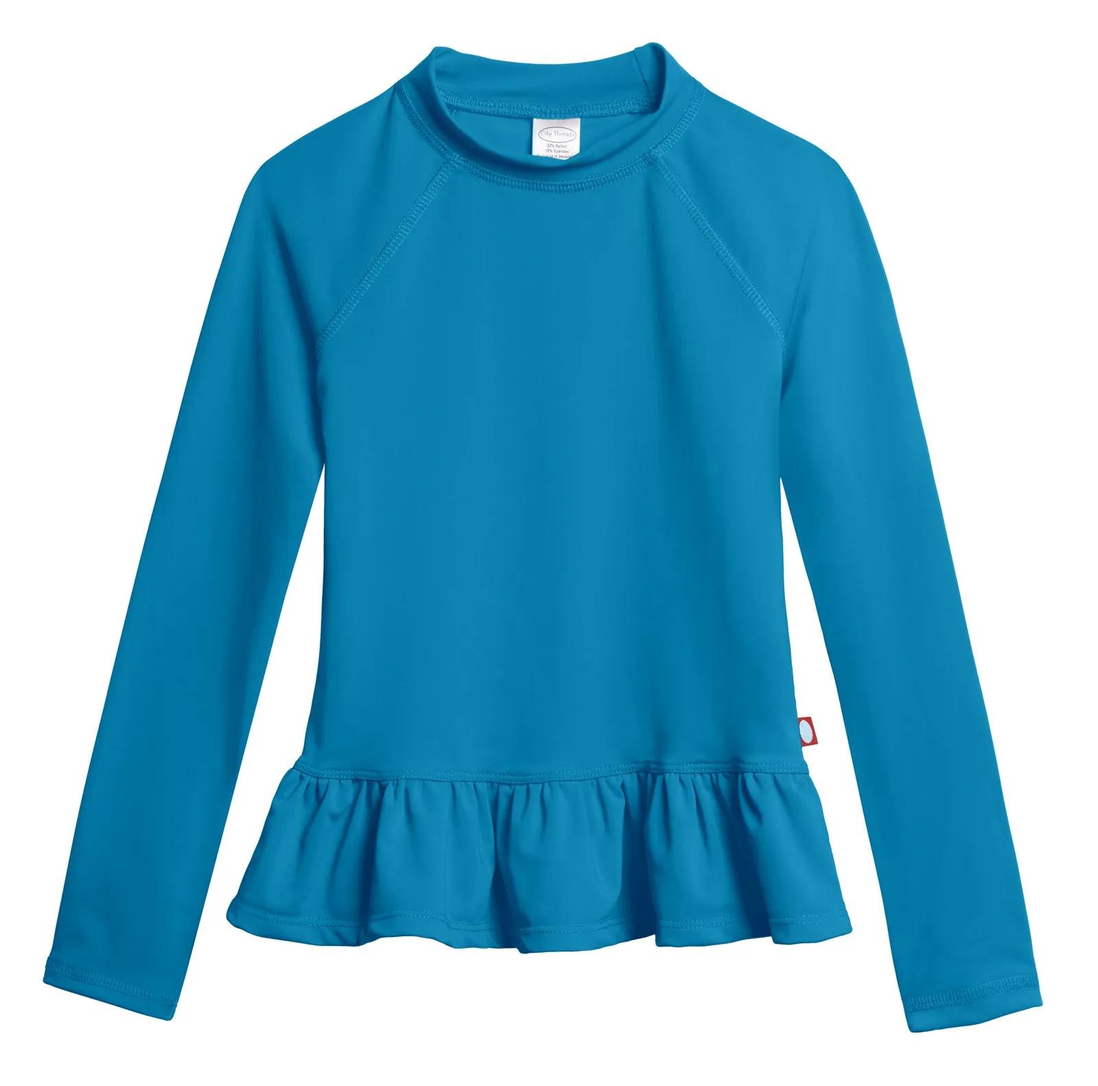 Girls UPF 50  Peplum Long Sleeve Rashguard | Teal