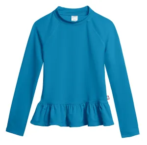 Girls UPF 50  Peplum Long Sleeve Rashguard | Teal