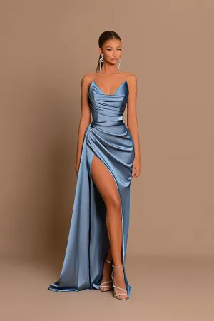 Gorgeous Dusty Blue Sweetheart Prom Dress Mermaid Slit Long On Sale