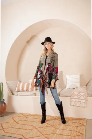Gravel Embroidered Long Kimono