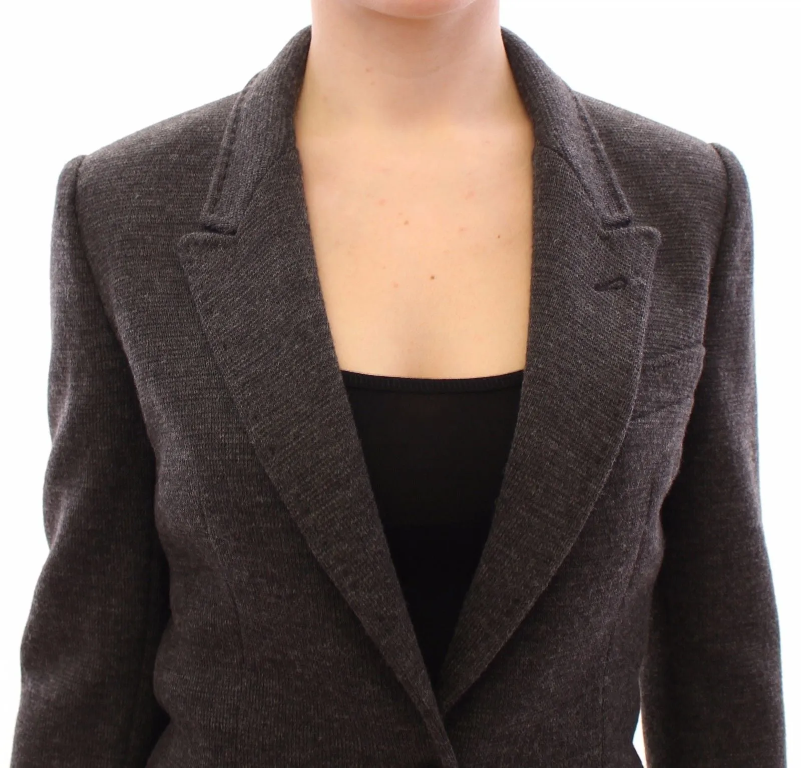Gray Wool One Button Jacket Blazer Coat