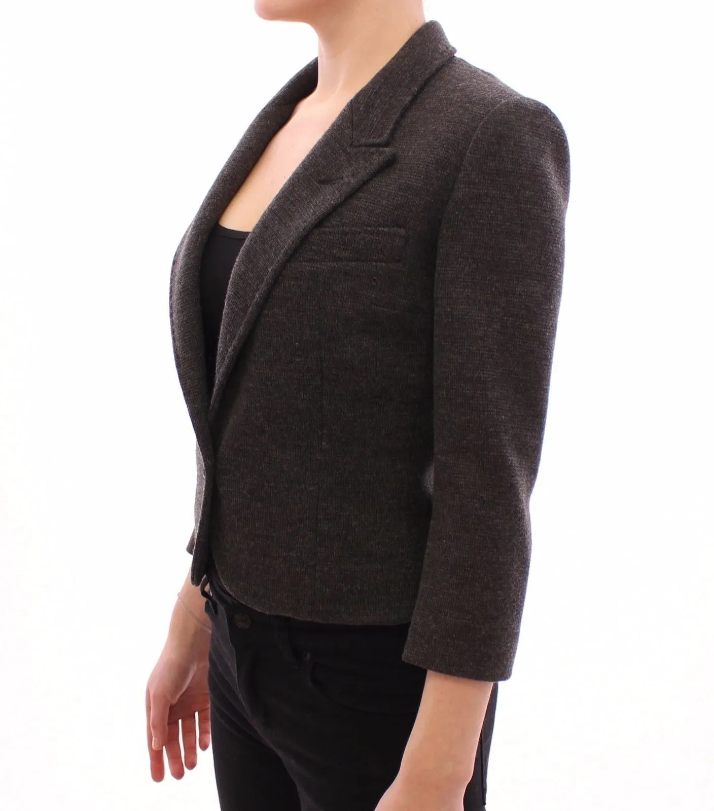 Gray Wool One Button Jacket Blazer Coat