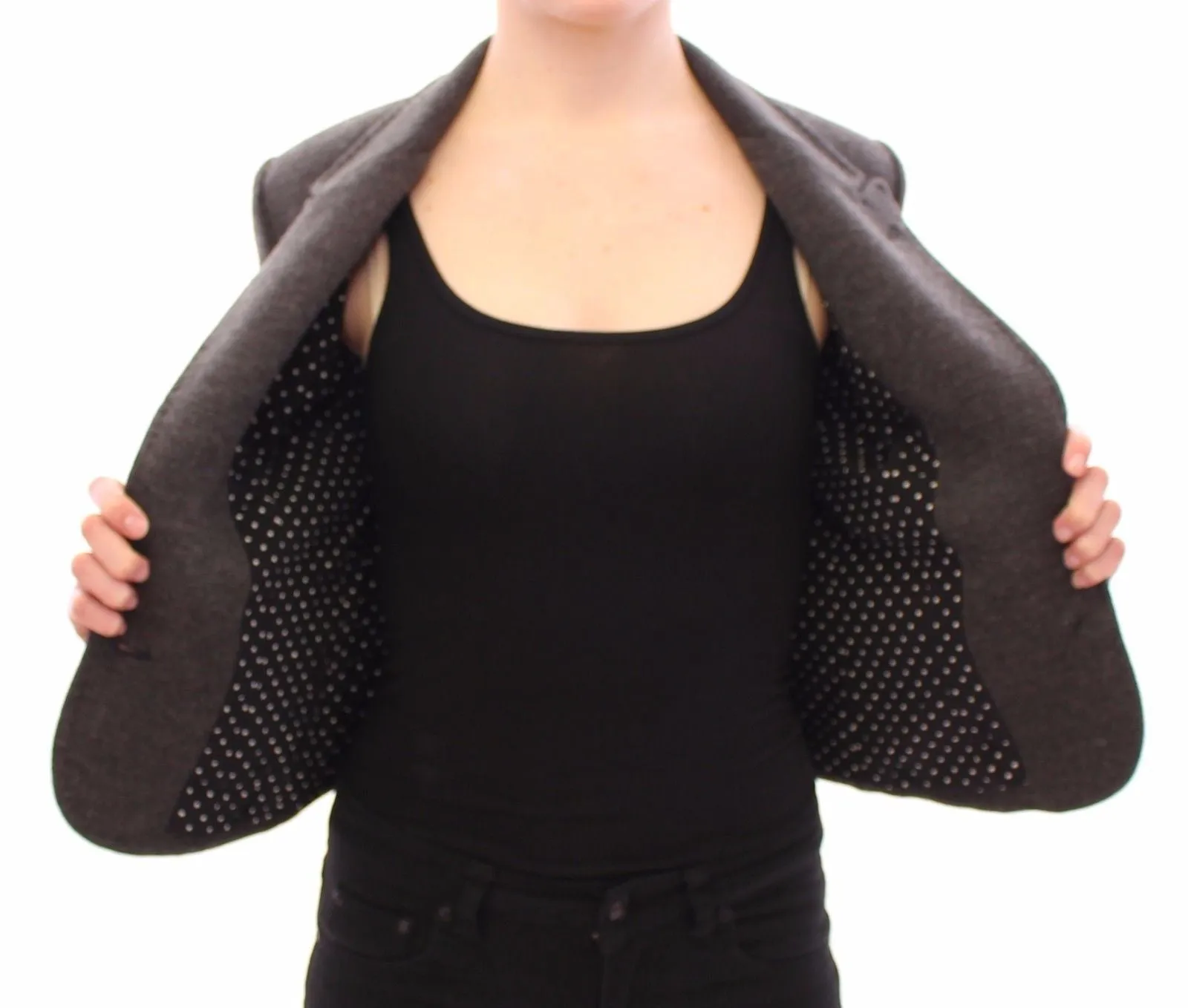 Gray Wool One Button Jacket Blazer Coat