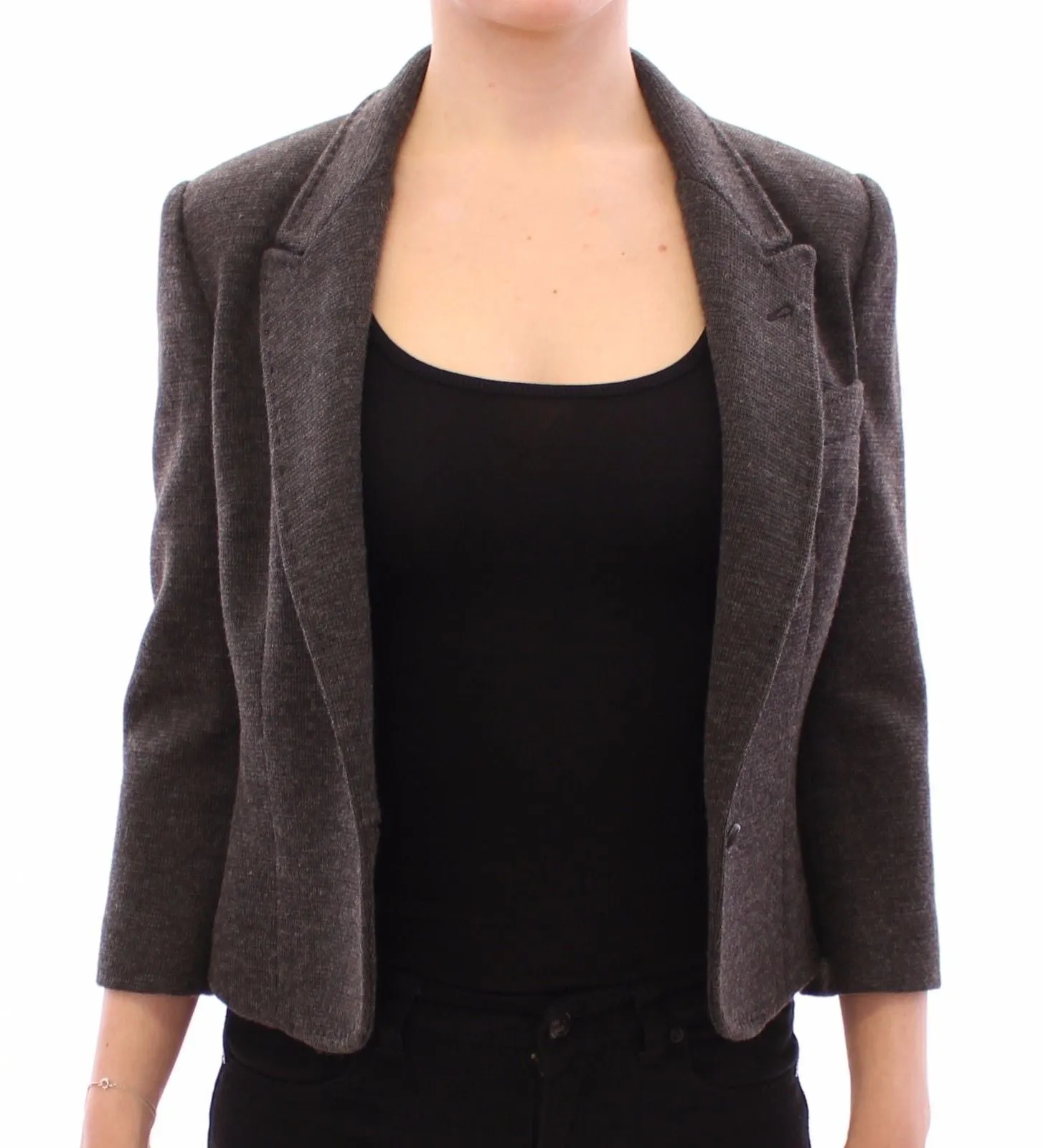 Gray Wool One Button Jacket Blazer Coat