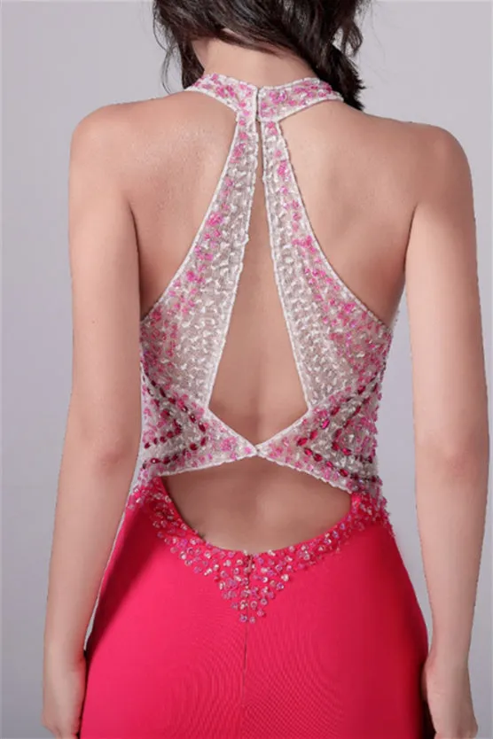 Halter Floor Length Sleeveless Backless Beading mother's dress