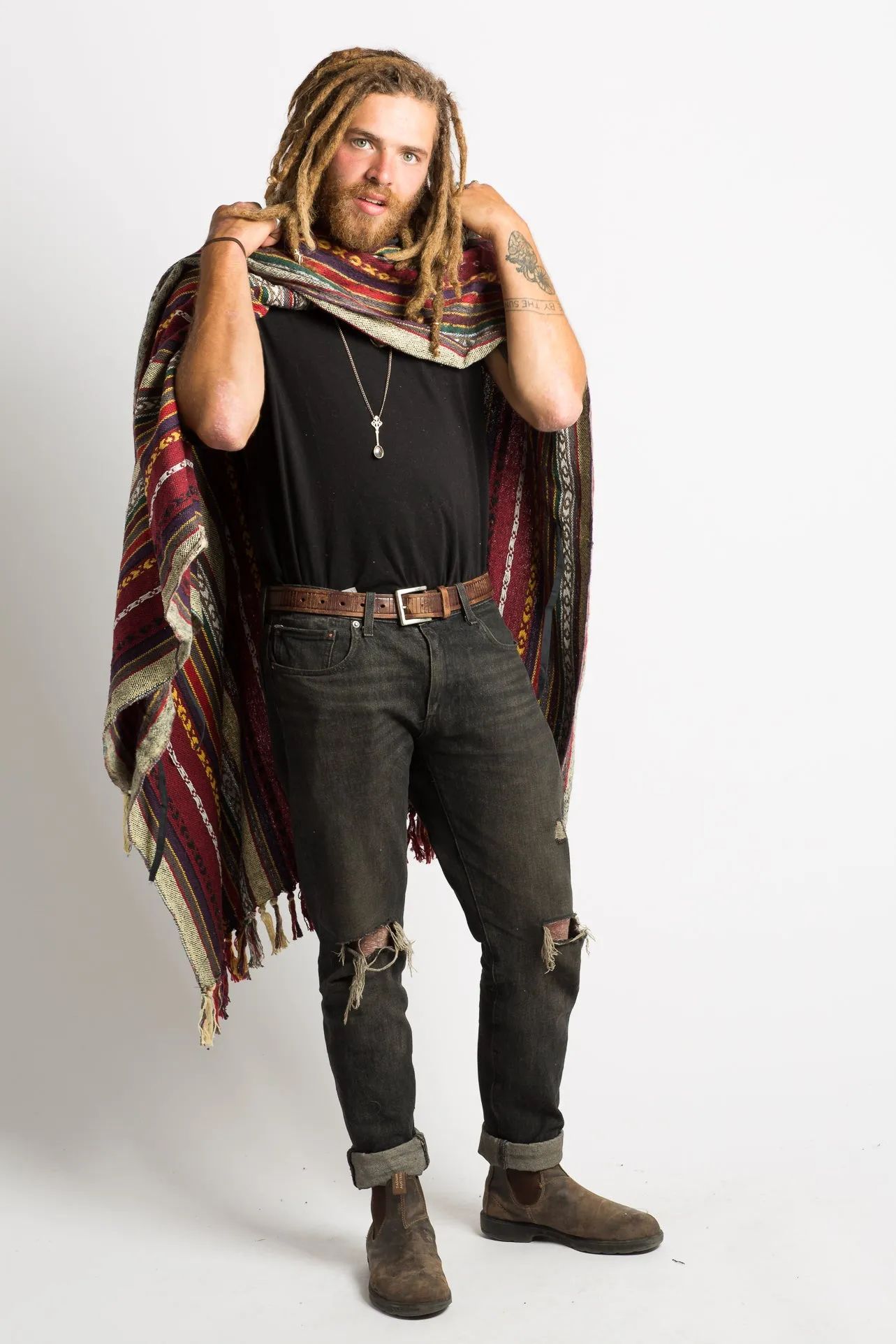 Handmade Crimson Nepalese Poncho