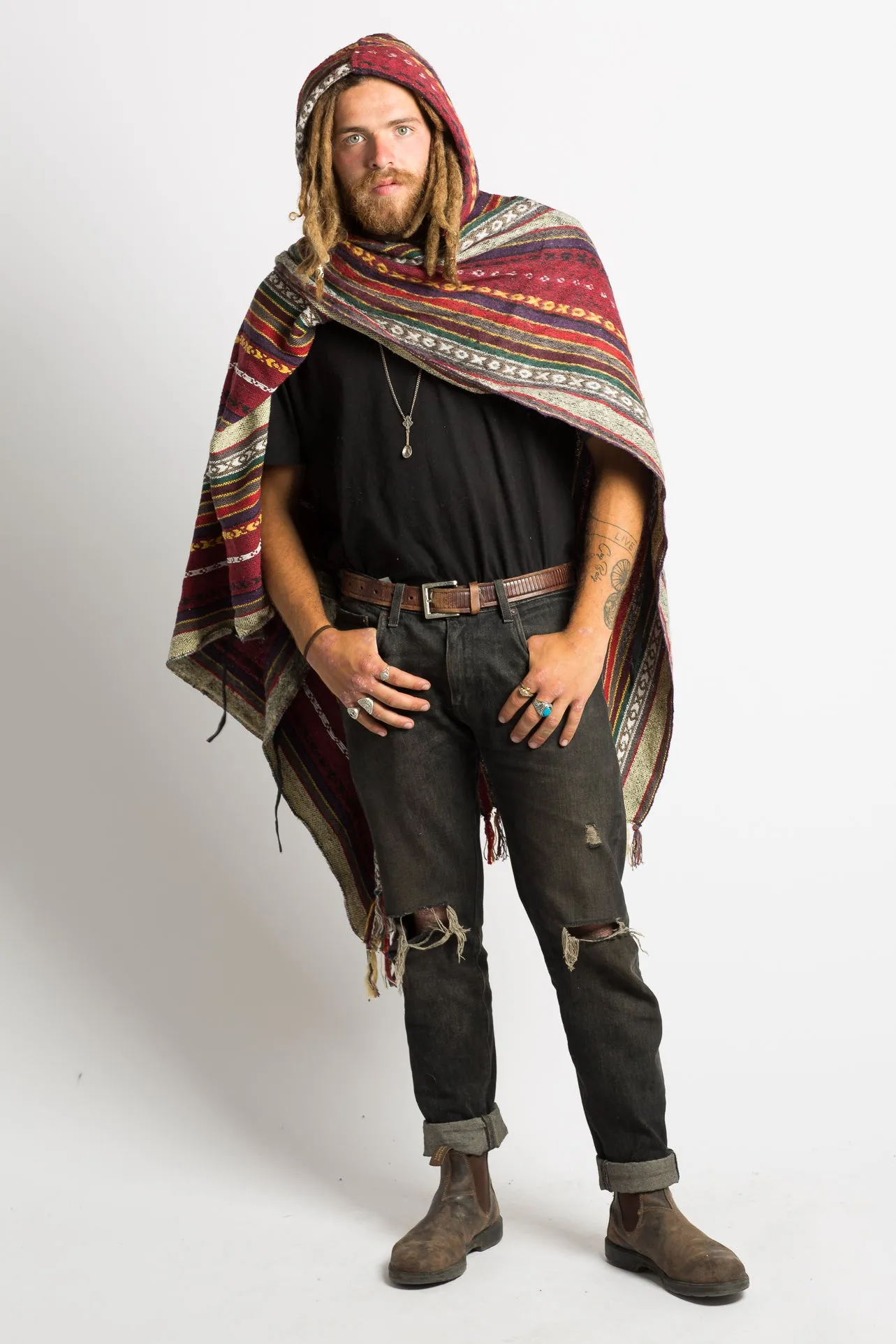 Handmade Crimson Nepalese Poncho