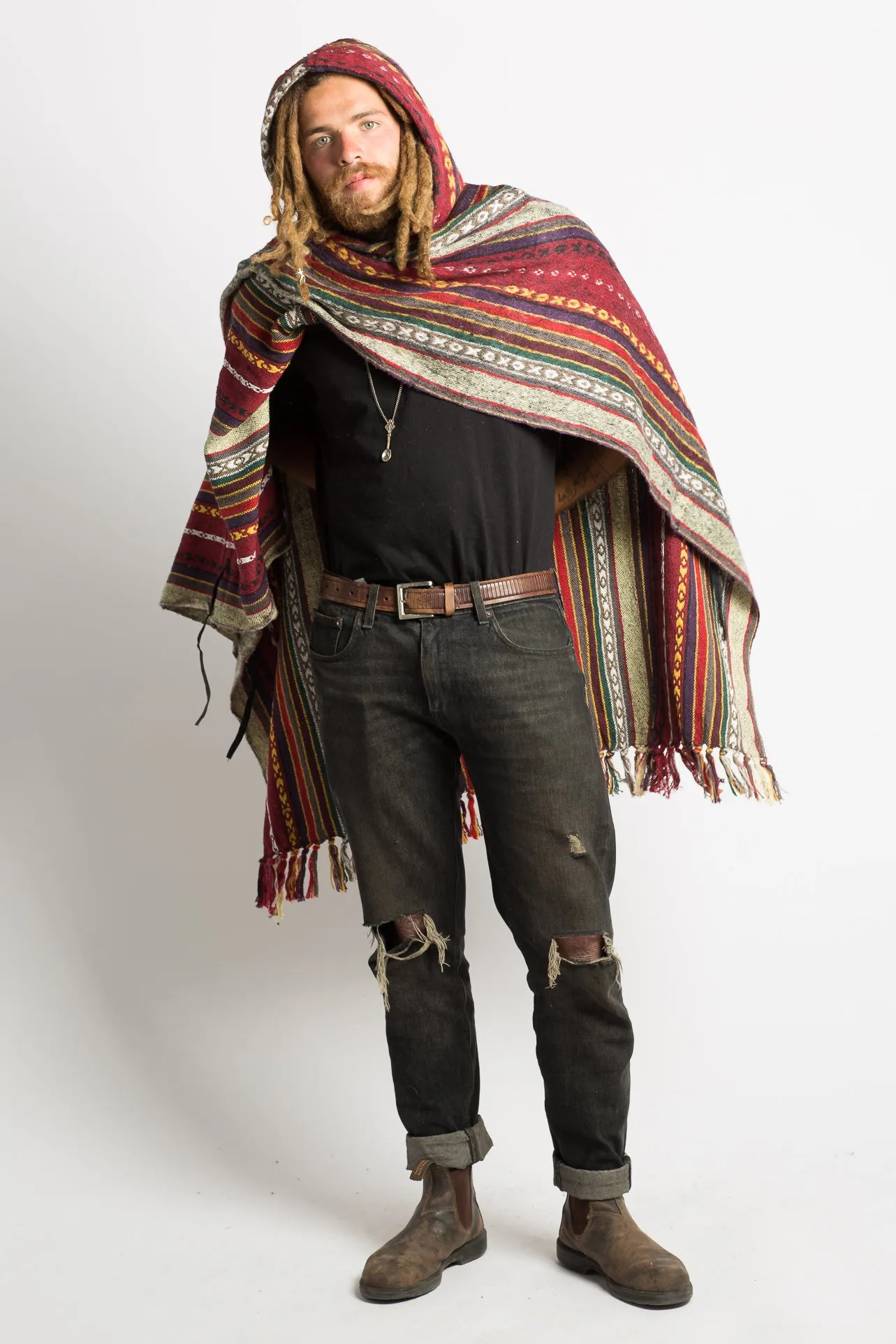Handmade Crimson Nepalese Poncho