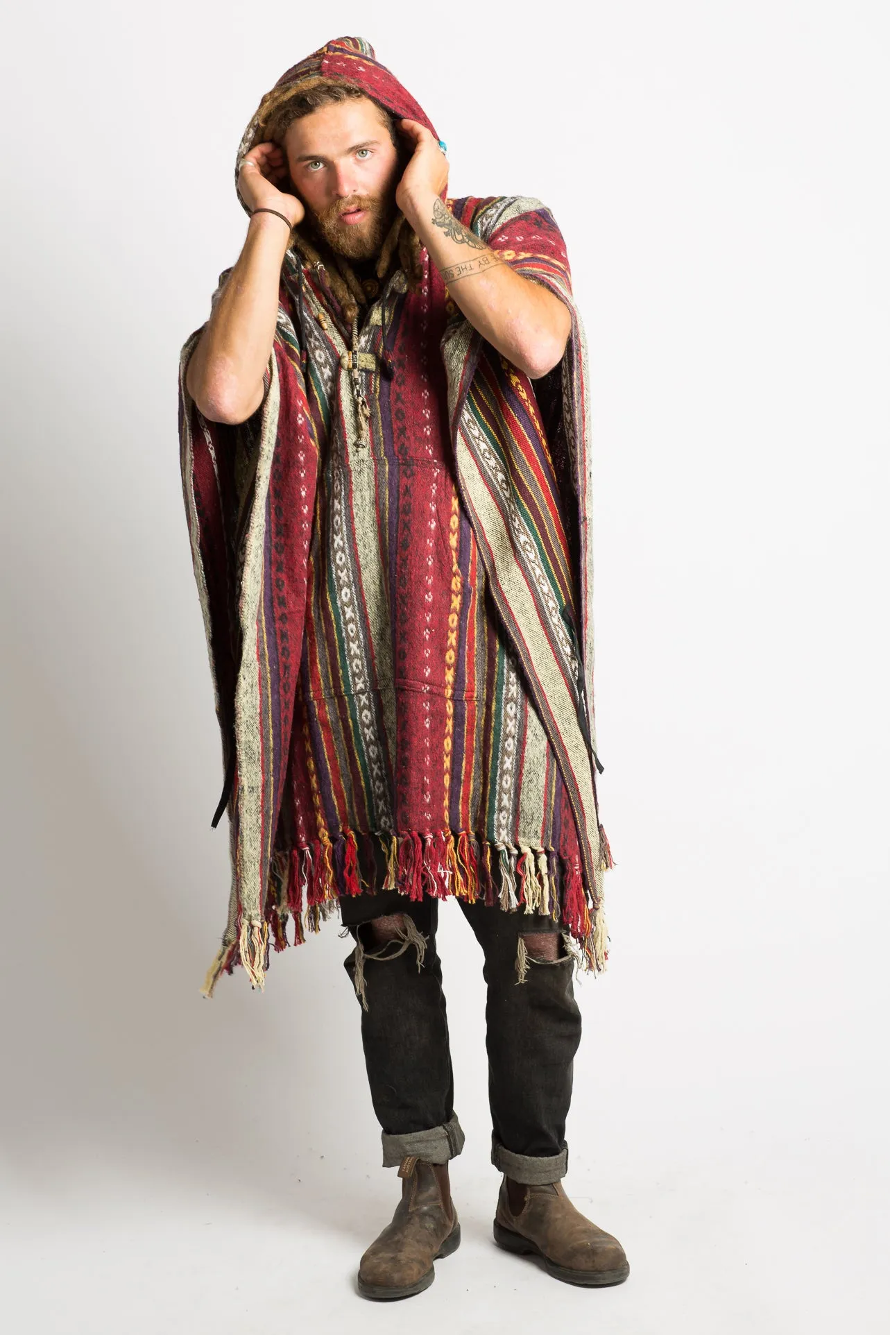 Handmade Crimson Nepalese Poncho