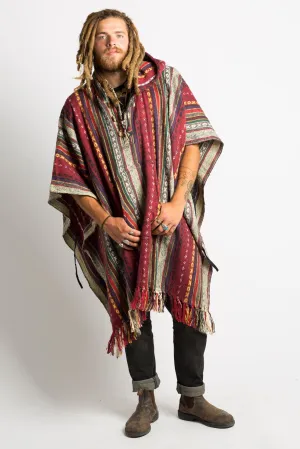Handmade Crimson Nepalese Poncho