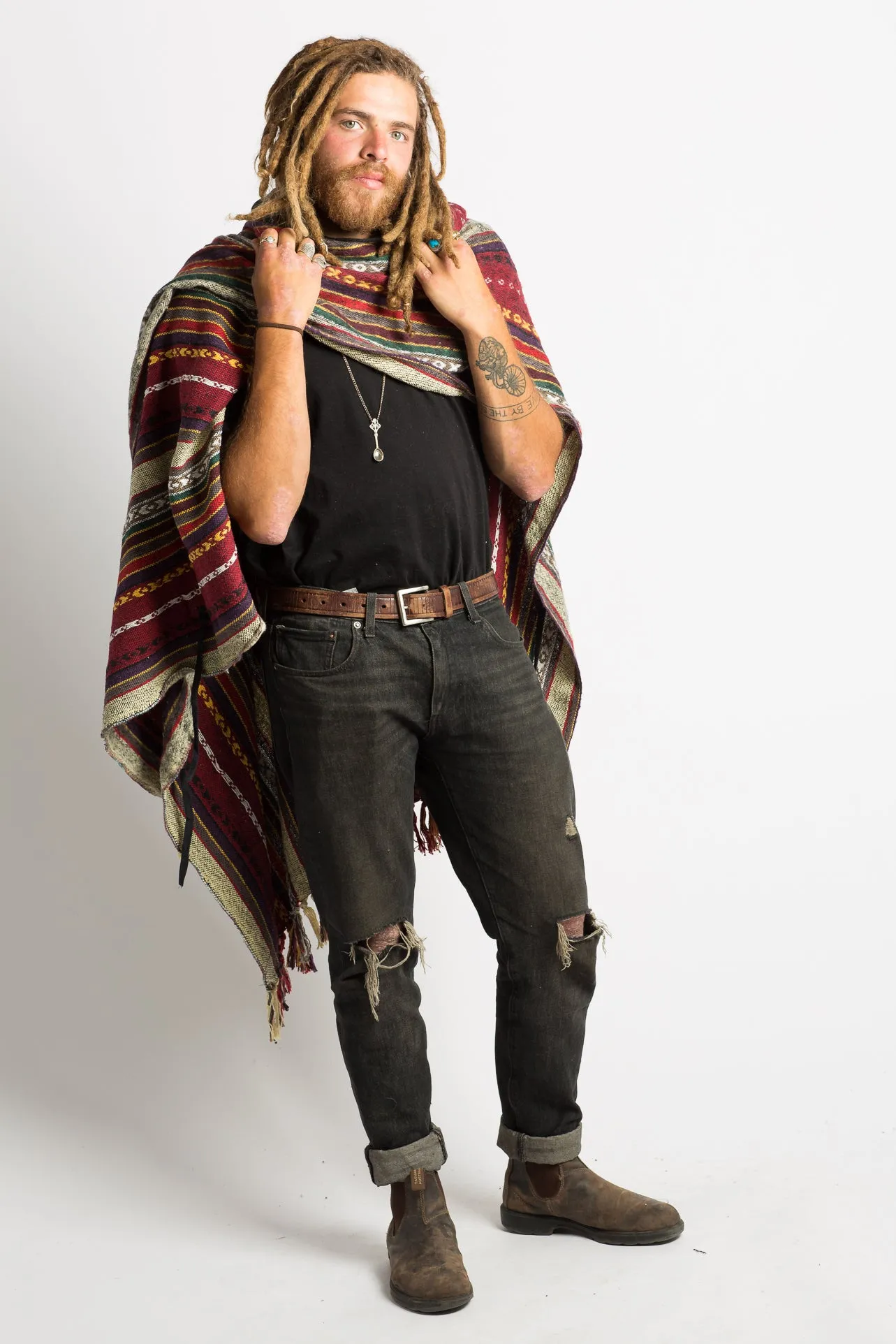 Handmade Crimson Nepalese Poncho