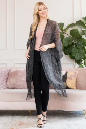 HDF2700 - METALLIC COLORED TASSEL BEACH KIMONO