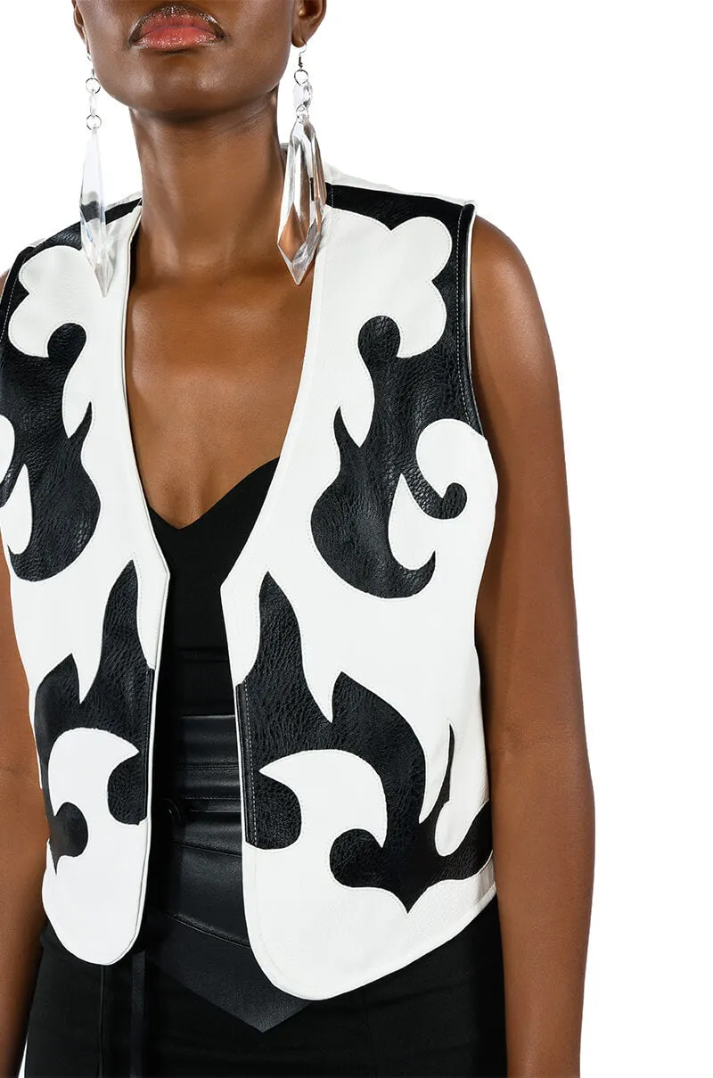 HEART IN THE HIGHLANDS FAUX LEATHER VEST