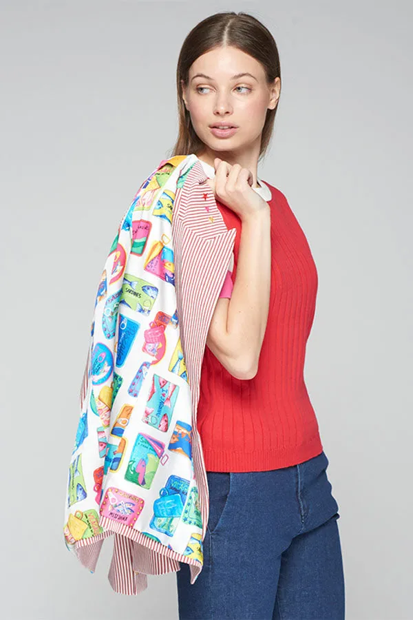 HEATHER EMBROIDERED RED STRIPE BLAZER