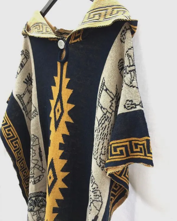 Herren Boho Kapuzen Poncho Lias