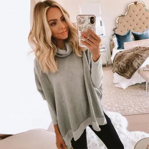High Collar Long Sleeve Sweatshirts T-Shirts Blouses