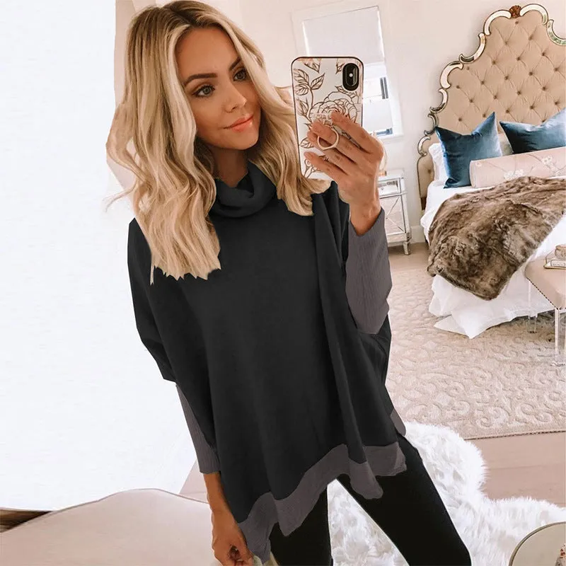 High Collar Long Sleeve Sweatshirts T-Shirts Blouses