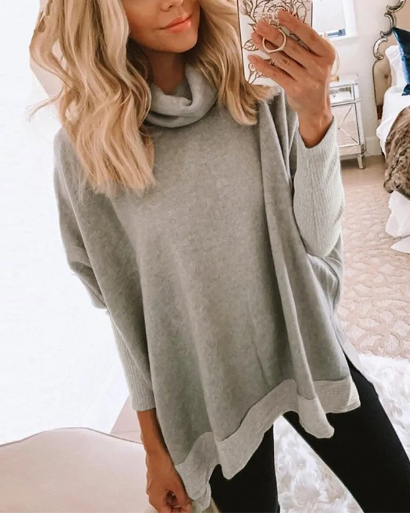 High Collar Long Sleeve Sweatshirts T-Shirts Blouses