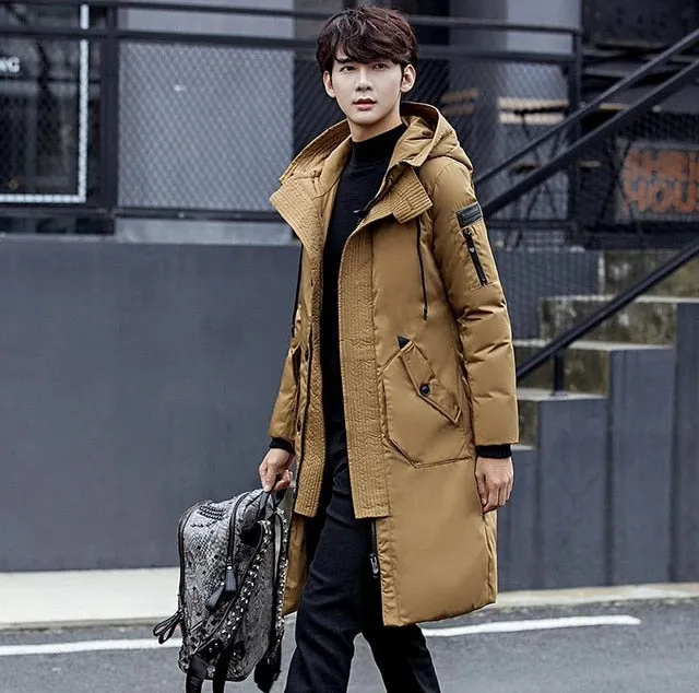Hooded Long Winter Duck Down Parkas Men Casual Clothing Outwear Down Jackets Male Thick Down Coat Fashion Puffer Jacket JK-624
