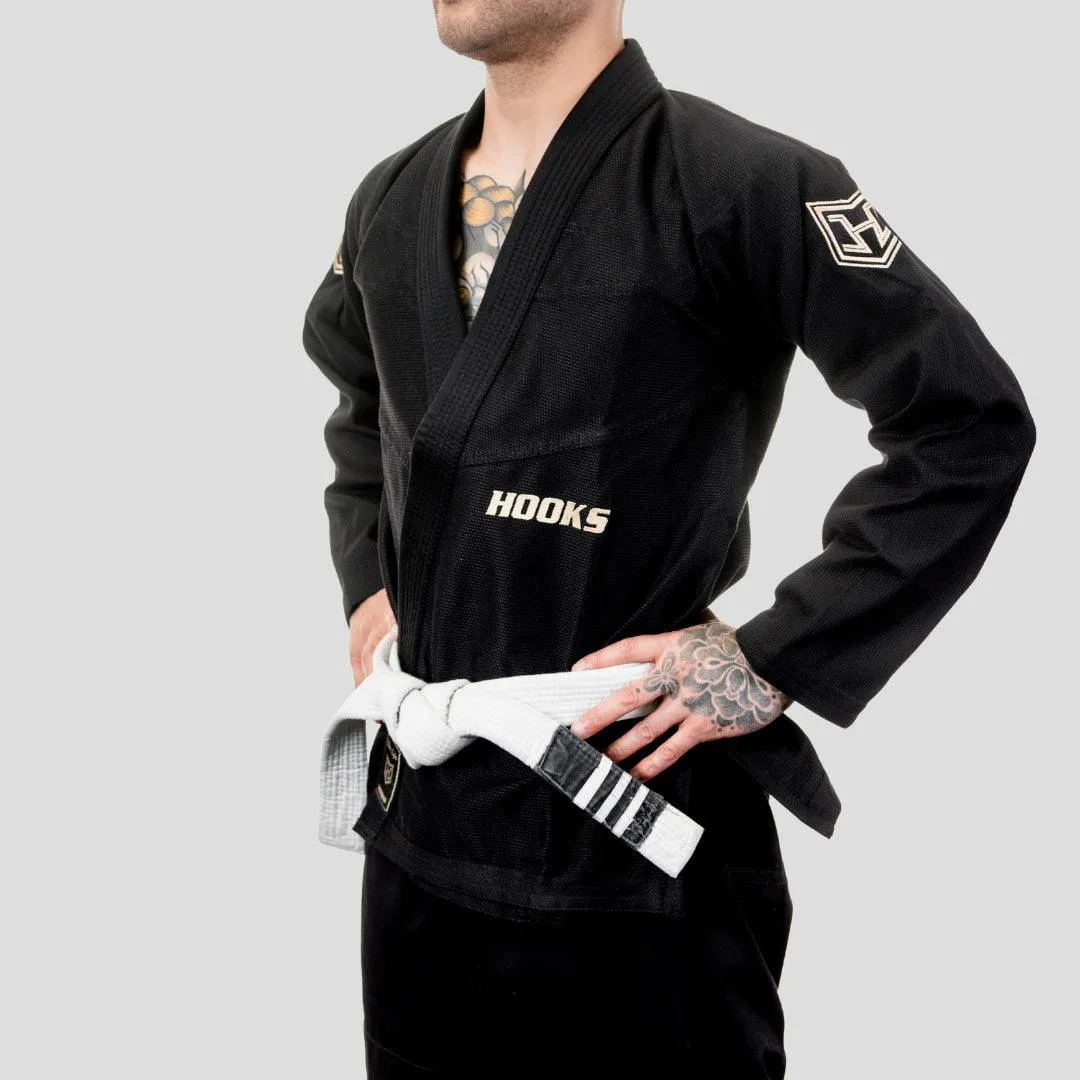 Hooks BJJ GI - Ultra Light - Black w/ Gold