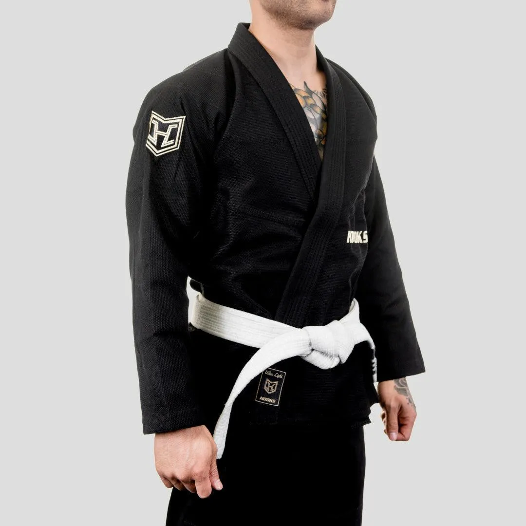 Hooks BJJ GI - Ultra Light - Black w/ Gold