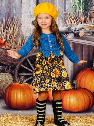 Hurray For Fall Chambray Bodice Flower Dress