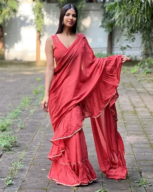 Iris Pink Mulmul Cotton Saree with Blouse Set of 2 - Jugnoo