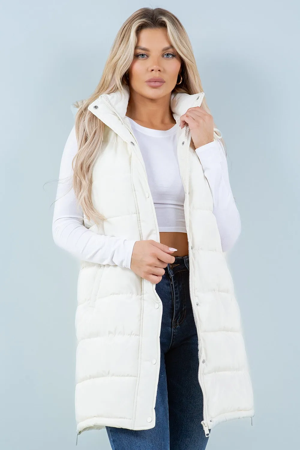 Ivory Long Puffer Vest