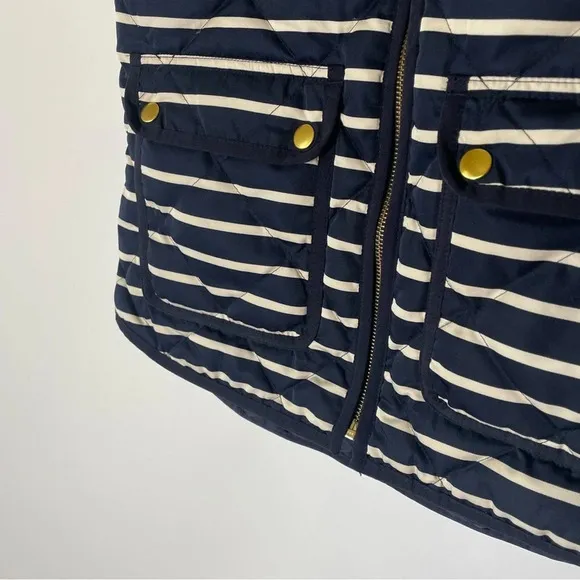 J. Crew Nautical Down Fill Striped Zip Front Puffer Vest Size XS