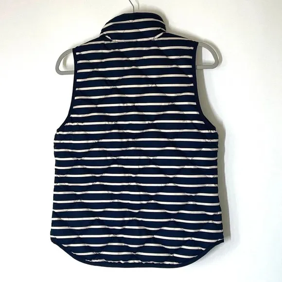 J. Crew Nautical Down Fill Striped Zip Front Puffer Vest Size XS