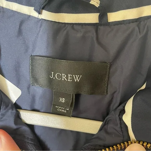 J. Crew Nautical Down Fill Striped Zip Front Puffer Vest Size XS