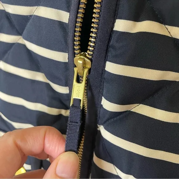 J. Crew Nautical Down Fill Striped Zip Front Puffer Vest Size XS