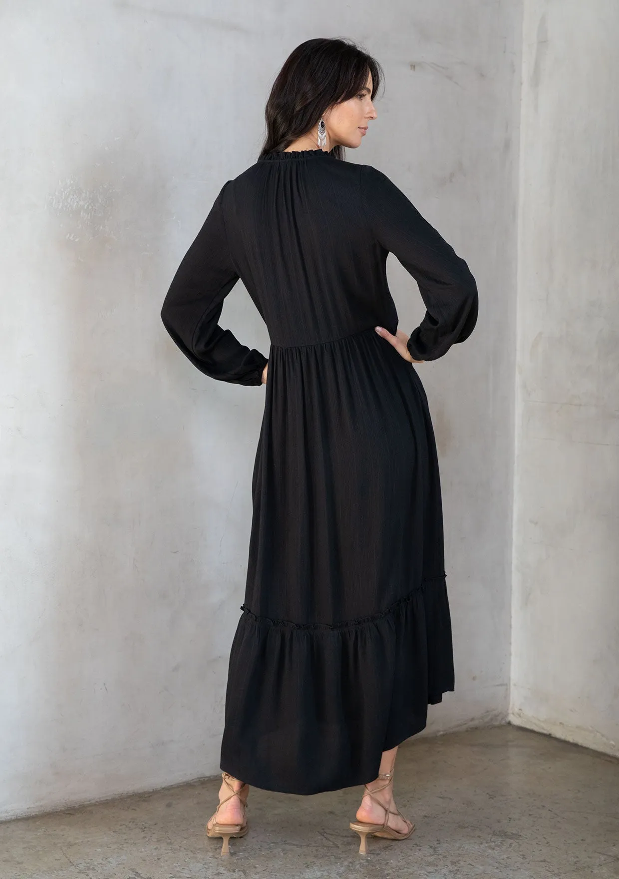Jacquard Stripe Long Sleeve Maxi Dress