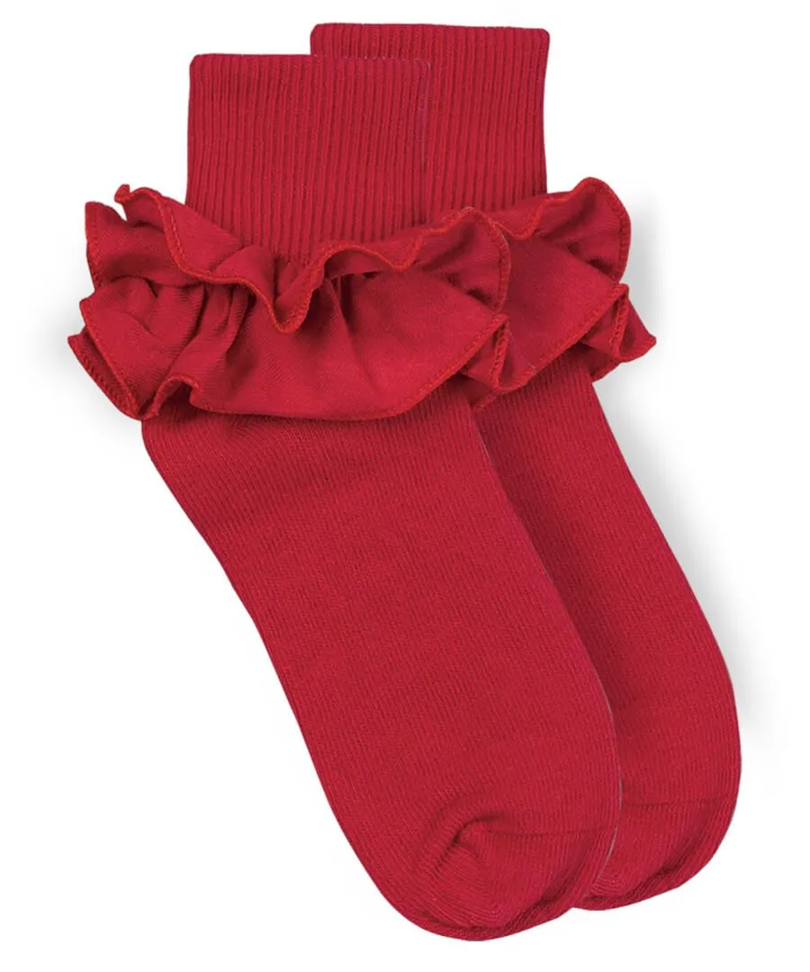 Jefferies Socks Girls Misty Ruffle Lace Turn Cuff