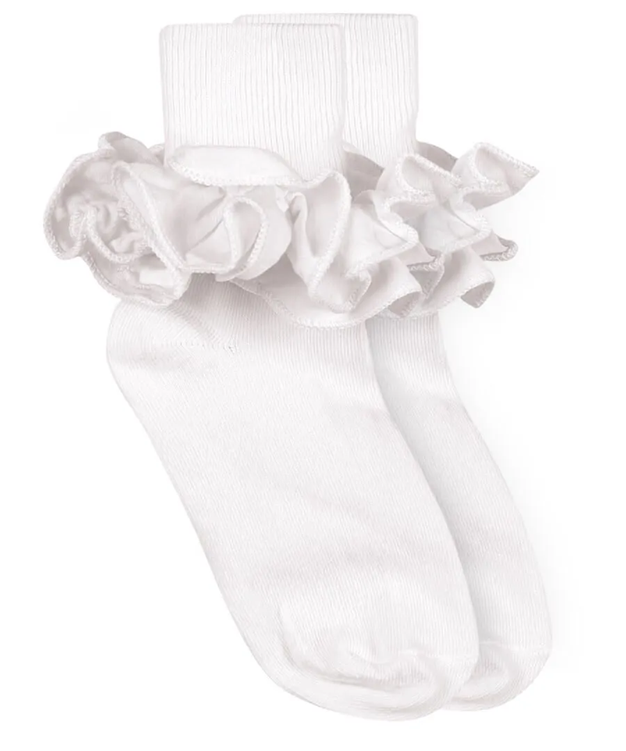 Jefferies Socks Girls Misty Ruffle Lace Turn Cuff