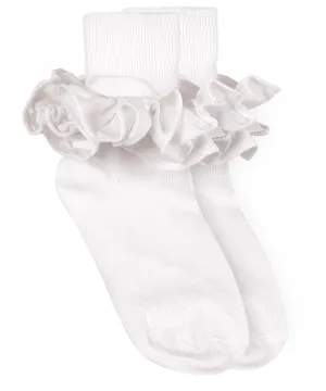 Jefferies Socks Girls Misty Ruffle Lace Turn Cuff