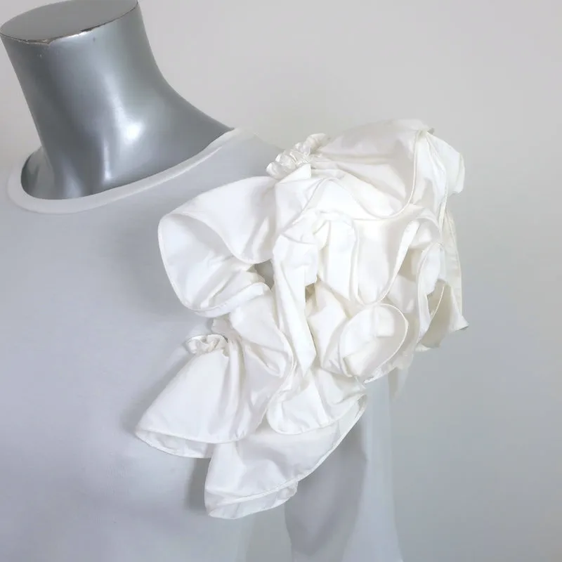 Johanna Ortiz Kyoto Ruffled Shoulder Top White Size 0 Long Sleeve Blouse