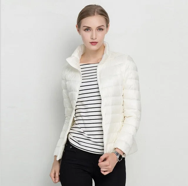 Johnature 2018 New Women Coat Autumn Winter 90% White Duck Down Jacket  16 Colors Warm Slim Zipper Fashion Light Down Coat S-3XL