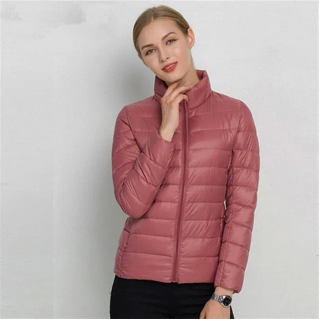Johnature 2018 New Women Coat Autumn Winter 90% White Duck Down Jacket  16 Colors Warm Slim Zipper Fashion Light Down Coat S-3XL