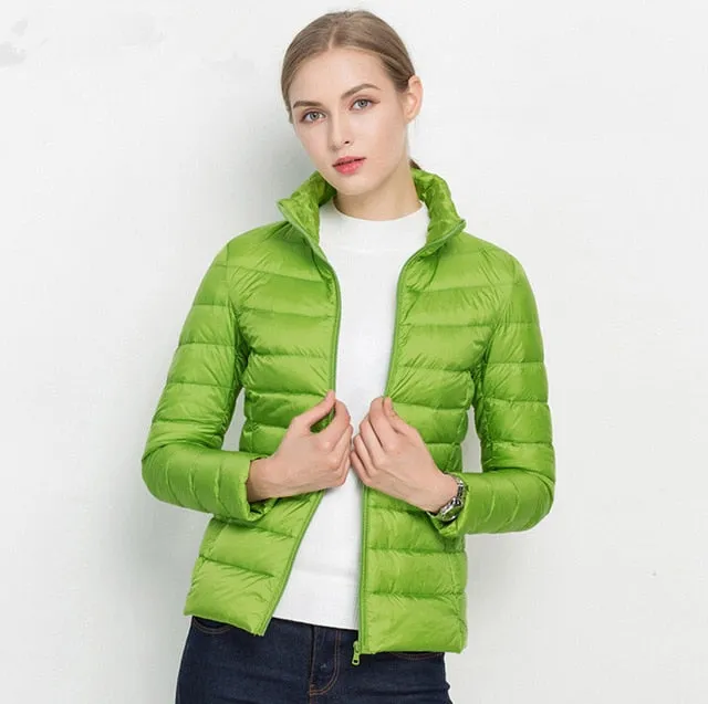 Johnature 2018 New Women Coat Autumn Winter 90% White Duck Down Jacket  16 Colors Warm Slim Zipper Fashion Light Down Coat S-3XL